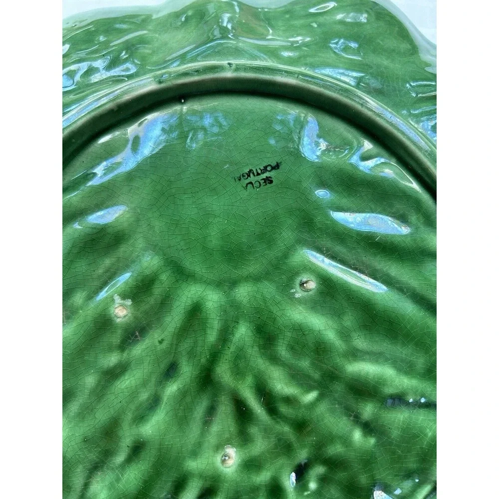 Vintage Large Secla Portuguese‎ Majolica Cabbage Serving Platter 12